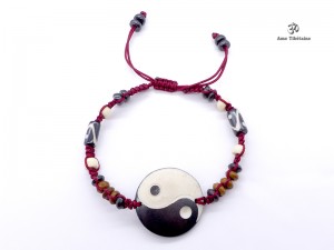 BRD329 Bracelet Tibétain Os de Buffle Yin Yang