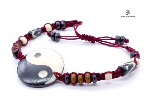 BRD329 Bracelet Tibétain Os de Buffle Yin Yang