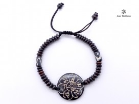 BRD330 Bracelet Tibétain Os de Buffle Mantra