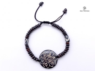 BRD330 Bracelet Tibétain Os de Buffle Mantra