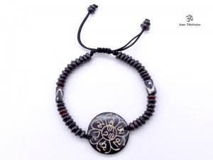 BRD330 Bracelet Tibétain Os de Buffle Mantra