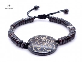 BRD330 Bracelet Tibétain Os de Buffle Mantra