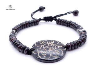 BRD330 Bracelet Tibétain Os de Buffle Mantra