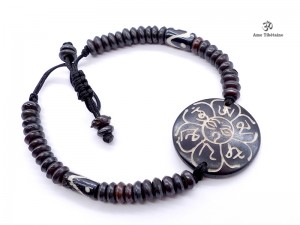 BRD330 Bracelet Tibétain Os de Buffle Mantra