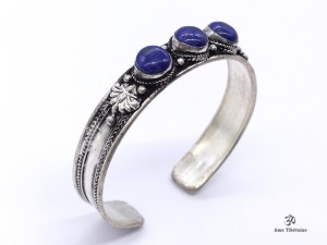 BRD352 Bracelet Tibétain Métal Argenté