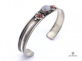 BRD353 Bracelet Tibétain Métal Argenté