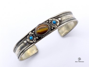 BRD354 Bracelet Tibétain Métal Argenté