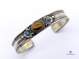 BRD354 Bracelet Tibétain Métal Argenté