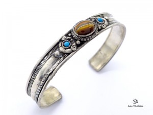 BRD354 Bracelet Tibétain Métal Argenté