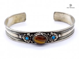 BRD354 Bracelet Tibétain Métal Argenté