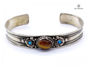 BRD354 Bracelet Tibétain Métal Argenté