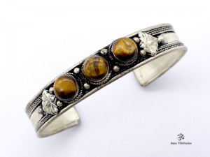 BRD355 Bracelet Tibétain Métal Argenté