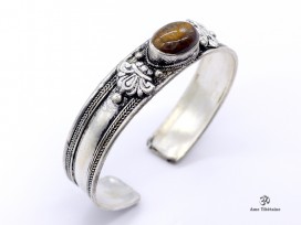 BRD356 Bracelet Tibétain Métal Argenté