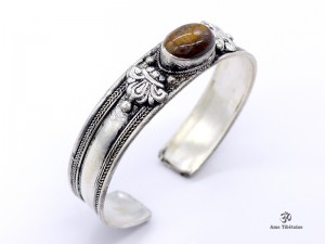 BRD356 Bracelet Tibétain Métal Argenté