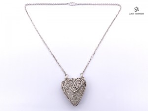CA11 Collier Tibétain Argent Massif Turquoise Filigranes
