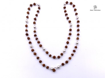 CA08 Collier Tibétain Argent Massif Perle de Rudraksha