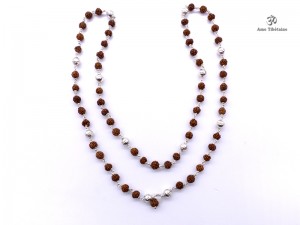 CA08 Collier Tibétain Argent Massif Perle de Rudraksha