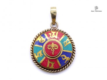 PD99 Pendentif Tibétain Mantra Yeux de Bouddha