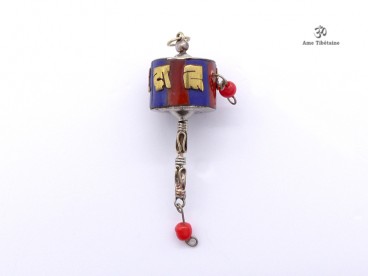 PD104 Pendentif Tibétain Roue à Prières