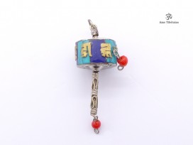 PD106 Pendentif Tibétain Roue à Prières