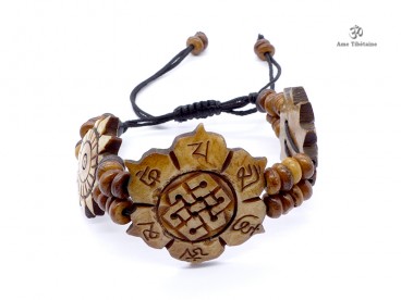 BRD417 Bracelet Tibétain Os de Buffle Noeud Sans Fin Mantra