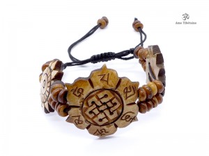 BRD417 Bracelet Tibétain Os de Buffle Noeud Sans Fin Mantra
