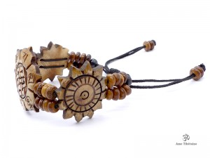 BRD417 Bracelet Tibétain Os de Buffle Noeud Sans Fin Mantra