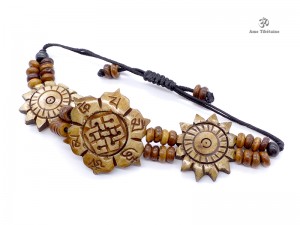 BRD417 Bracelet Tibétain Os de Buffle Noeud Sans Fin Mantra