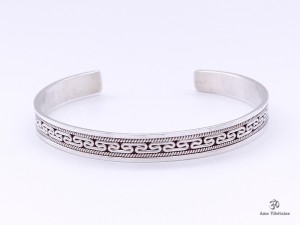 BRA32 Bracelet Tibétain Argent Massif