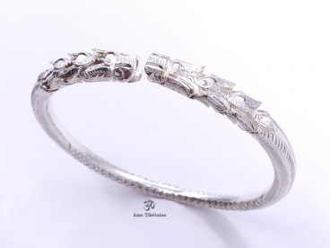 BRA85 Bracelet Tibétain Dragon Argent Massif