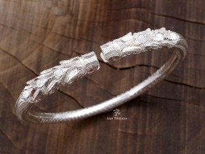 BRA85 Bracelet Tibétain Dragon Argent Massif