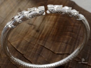 BRA85 Bracelet Tibétain Dragon Argent Massif
