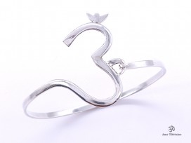 BRA86. Bracelet Tibétain Argent Massif Om