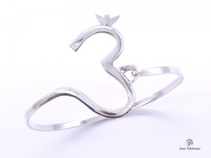 BRA86. Bracelet Tibétain Argent Massif Om