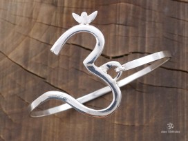 BRA86. Bracelet Tibétain Argent Massif Om