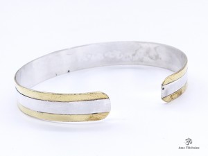 BRA87. Bracelet Tibétain Argent Massif Laiton Mantra Bouddhiste