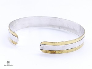 BRA87. Bracelet Tibétain Argent Massif Laiton Mantra Bouddhiste