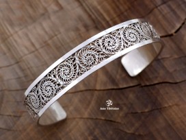 BRA66 Bracelet Tibétain Argent Massif