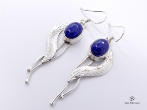 BdOA107 Boucles d’Oreille Tibétaines Argent Massif Lapis Lazuli
