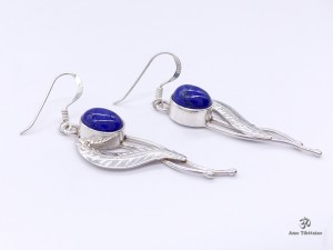 BdOA107 Boucles d’Oreille Tibétaines Argent Massif Lapis Lazuli