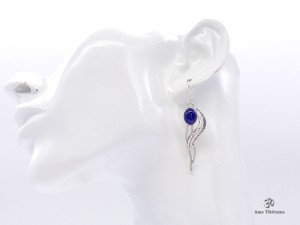 BdOA107 Boucles d’Oreille Tibétaines Argent Massif Lapis Lazuli