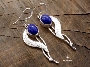 BdOA107 Boucles d’Oreille Tibétaines Argent Massif Lapis Lazuli