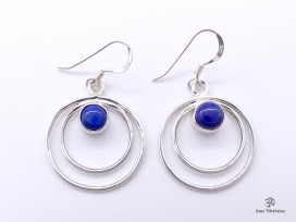 BdOA113 Boucles d’Oreille Tibétaines Argent Massif Lapis Lazuli
