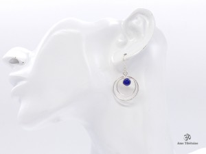 BdOA113 Boucles d’Oreille Tibétaines Argent Massif Lapis Lazuli