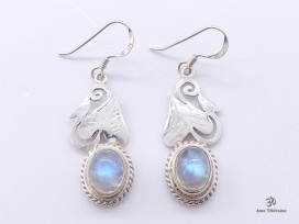 BdOA122 Boucles d’Oreille Tibétaines Argent Massif Turquoise
