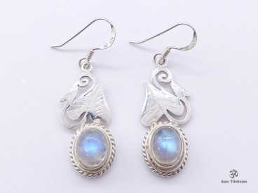BdOA122 Boucles d’Oreille Tibétaines Argent Massif Turquoise