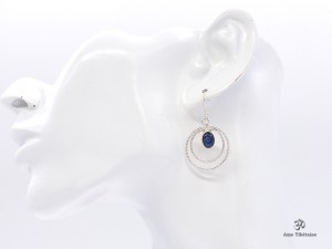 BdOA123 Boucles d’Oreille Tibétaines Argent Massif Labradorite