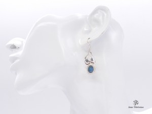 BdOA124 Boucles d’Oreille Tibétaines Argent Massif Labradorite