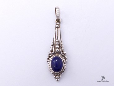 PA233 Pendentif Tibétain Argent Massif Lapis Lazuli