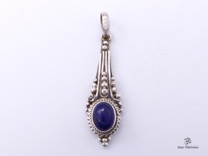PA233 Pendentif Tibétain Argent Massif Lapis Lazuli